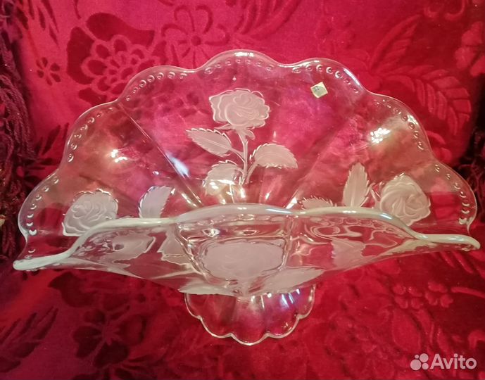 Ваза ручной работы из чешского стекла, фруктовница