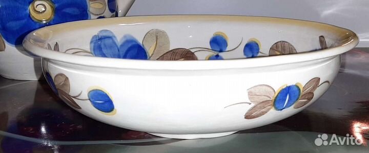 Фаянсовые кувшин и блюдо зик, ручная роспись, винт