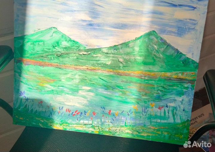 Картина маслом на холсте горный пейзаж