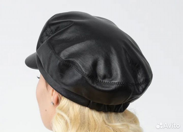 Кепка кожаная женская