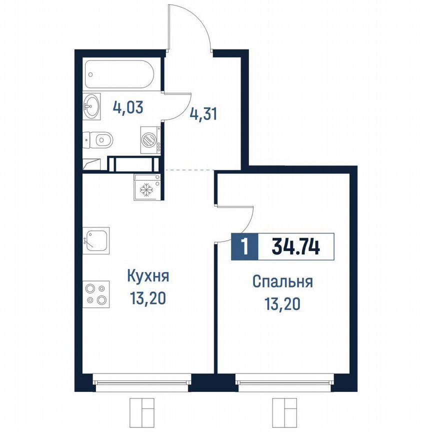 1-к. квартира, 34,7 м², 18/18 эт.