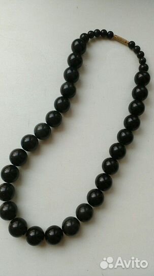 Бусы обсидан черный агат