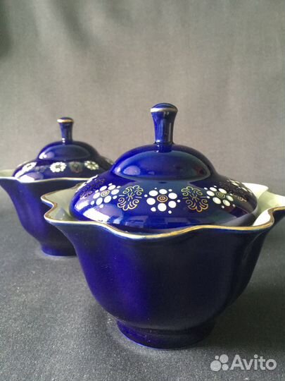 Бонбоньерка.Кобальтовый фарфор.ссср