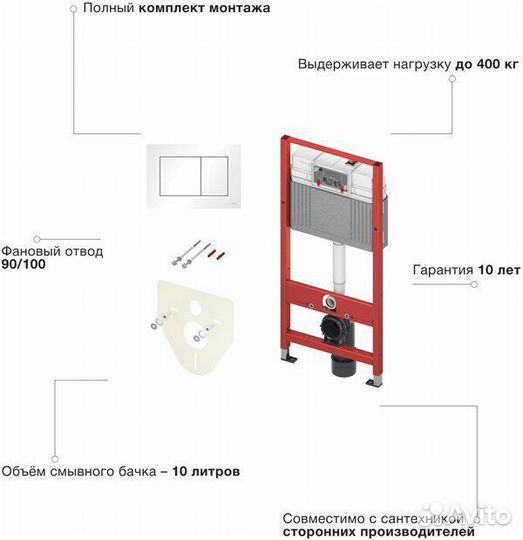 Рамная инсталляция tece tecebase 2.0 с панелью смы