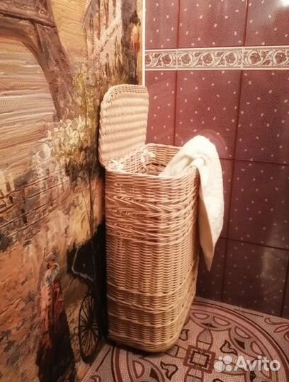 Корзина для белья плетёная из бумажной лозы