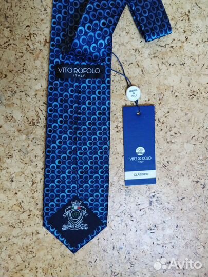 Шелковый галстук Vito Rufolo (Италия), синий горош