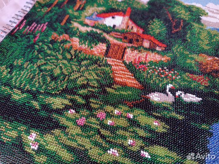 Картина бисером деревенский пейзаж