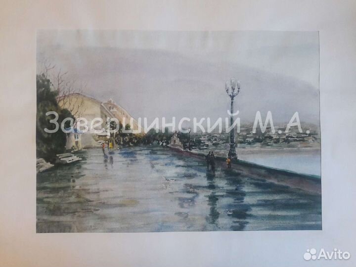 Картины Акварель Набережная г. Ялта Завершинский М