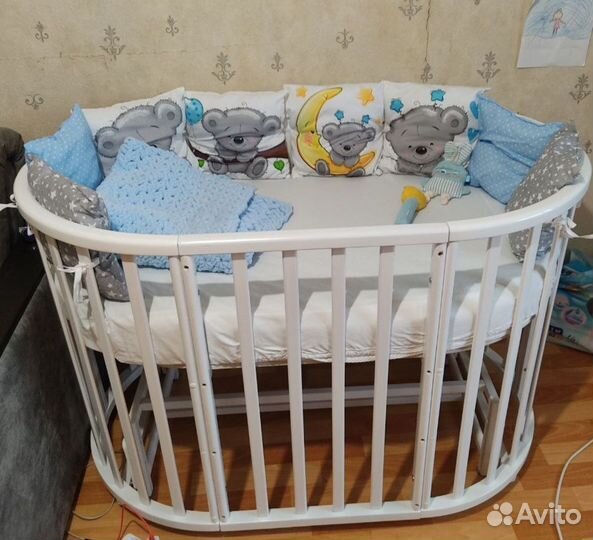 Детская кроватка трансформер с маятником