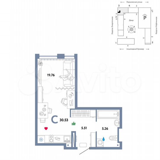 Квартира-студия, 30,5 м², 13/25 эт.