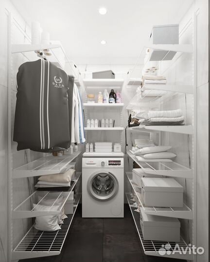 Гардеробная система хранения вещей в постирочной