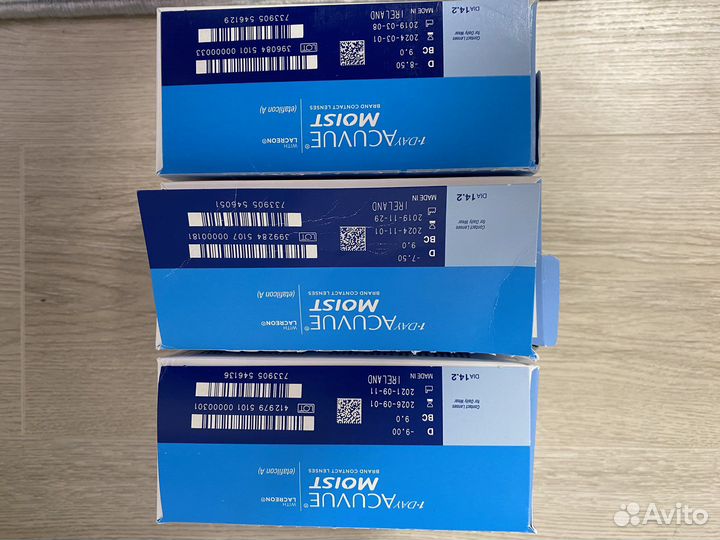 Линзы контактные acuvue, диоптрии -8.5, -9.0