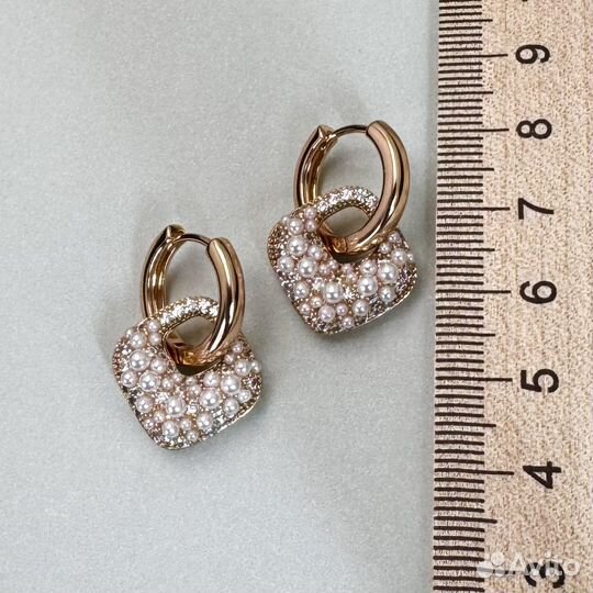 Серьги Жемчужные, покрытие золото