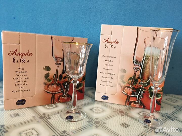 Набор бокалов для вина из богемского стекла