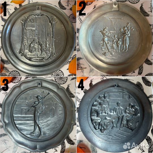 Оловянная тарелка винтаж в коллекцию разные