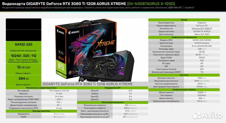 Aorus GeForce RTX 3080 Ti xtreme 12G