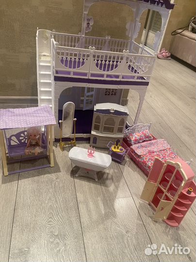 Кукольный домик для барби с мебелью