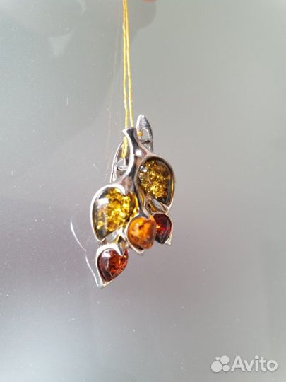 Новые серебряные серьги, кольцо, подвес с янтарем