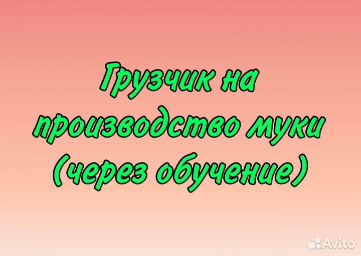 Грузчик на производство муки (через обучение)