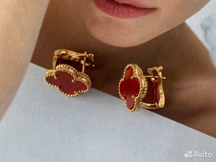 Серьги золотые Van Cleef