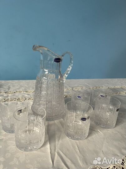 Кувшин со стаканами богемия