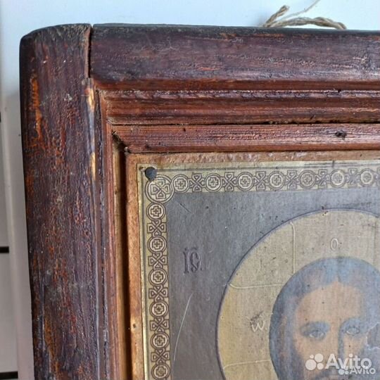 Икона Иисус Христос с библией старинная