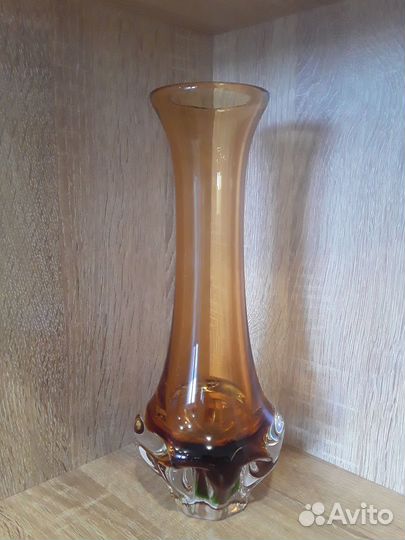 Ваза из цветного стекла Чехословакия