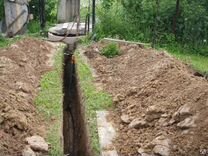 Земляные работы копка траншеи канализации