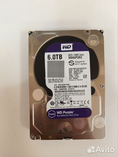 Жесткий диск WD Purple (WD40purx) 6Тб