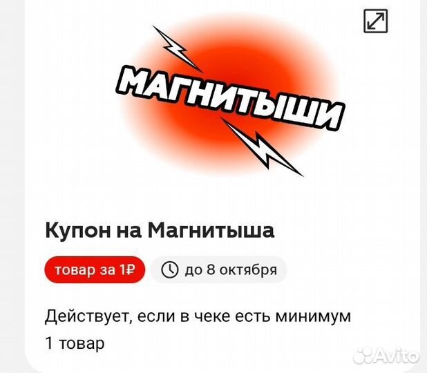 Купон за 1 рубль магнитыш