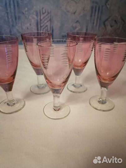 Бокалы винтаж ссср, марганцевое стекло