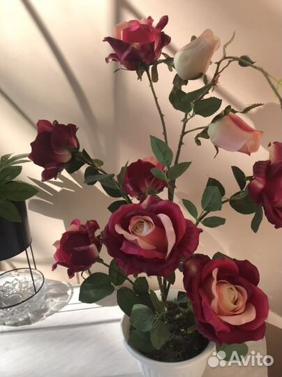 Роза в горшке, искусственная