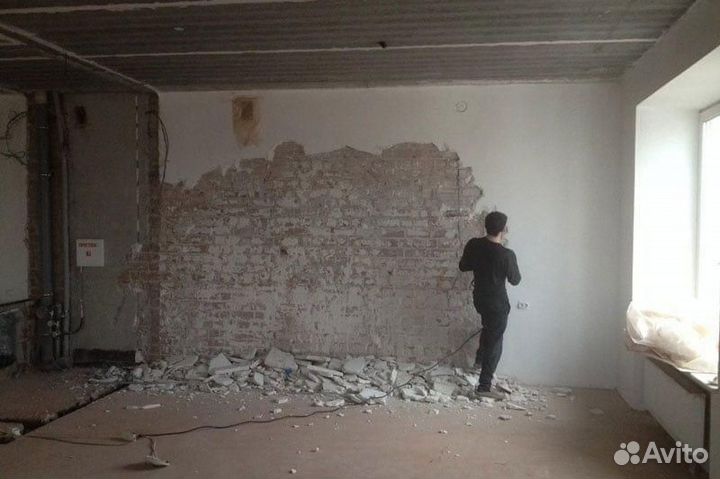 Демонтаж стен, перегородок, полов и вывоз мусора