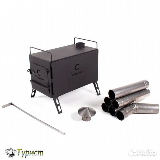 Дровяная печь Следопыт “Heavy” большая с трубой