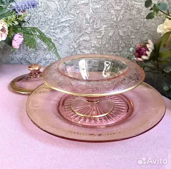 Конфетница/ваза с тарелкой, винтаж, Франция