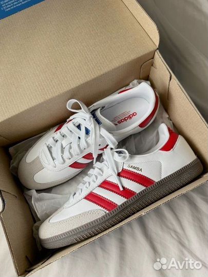 Кроссовки Adidas samba OG white better scarlet