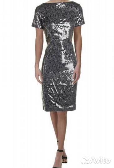 Крутое серебряное платье футляр Ralph Lauren M