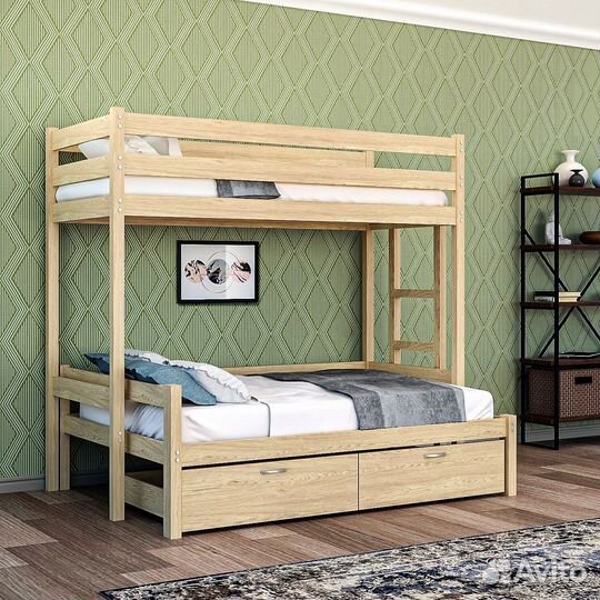 Двухъярусная кровать натуральный массив