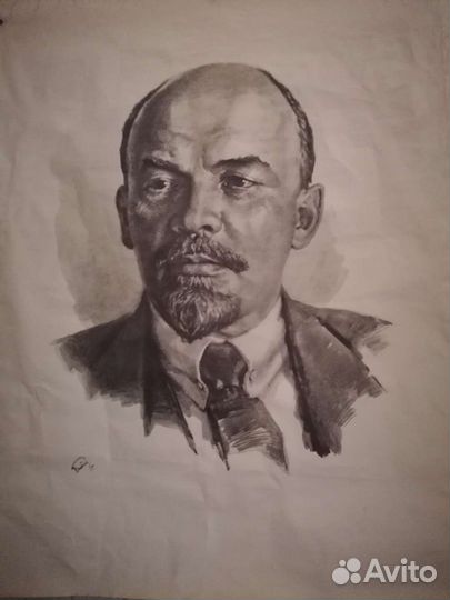 Портрет В.И. Ленина на холсте