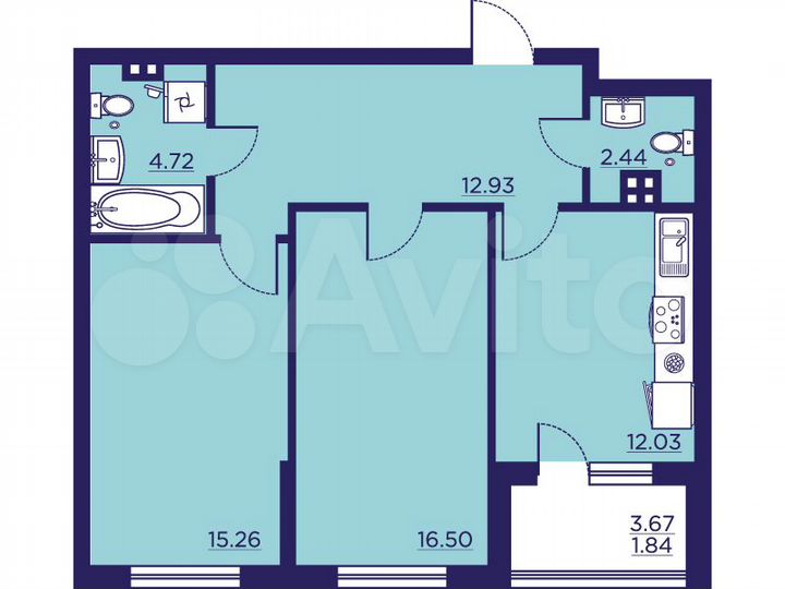 2-к. квартира, 65,7 м², 2/18 эт.