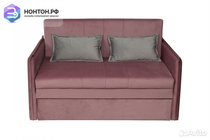 Диван выкатной Дэнди розовый / серый