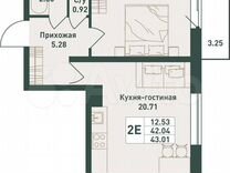 2-к. квартира, 43 м², 2/16 эт.