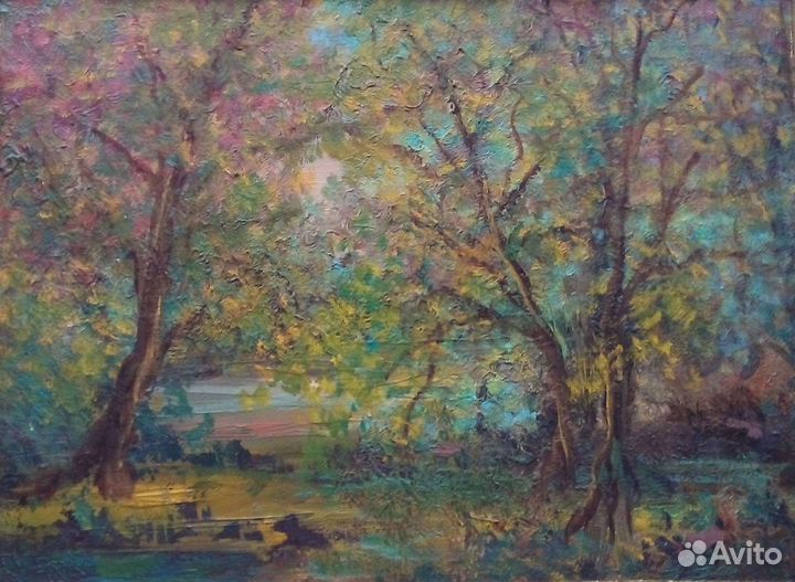 Картина СССР масло холст Пейзаж Осень