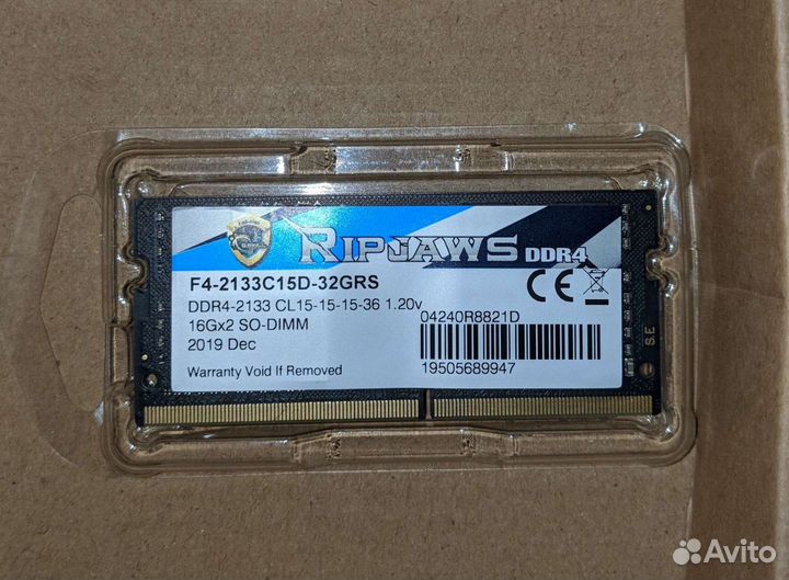 Оперативка G. Skill Ripjaws DDR4 SO-dimm 16GB