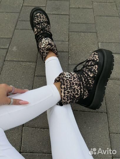 Дутики prada натуральные луноходы угги Леопардовые