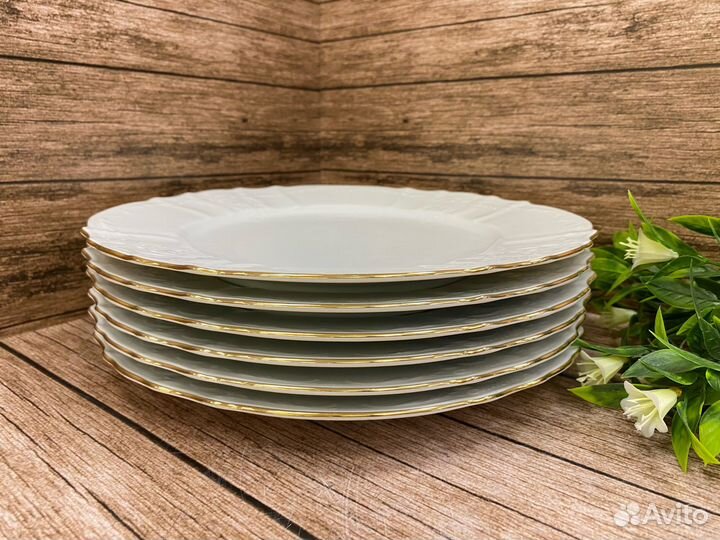 Набор тарелок «Отводка золото» 27см. 6шт. Чехия