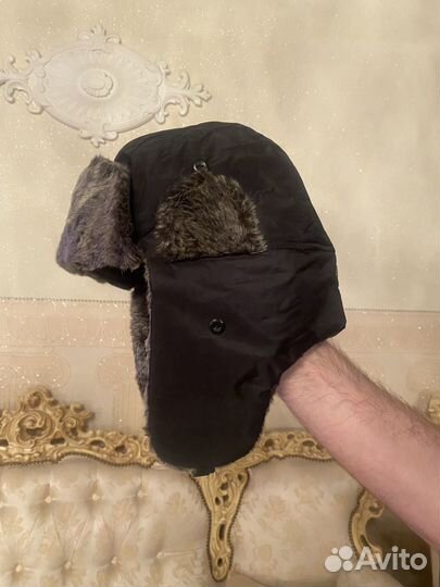 55-63 Европа 28евро чёрн серая шапка зимняя ушанка