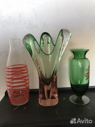 Ваза цветное стекло винтаж