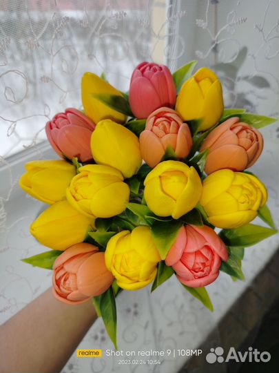 Мыло ручной работы. Букет тюльпанов