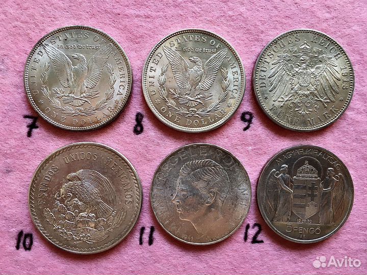Серебряные монеты разных государств мира